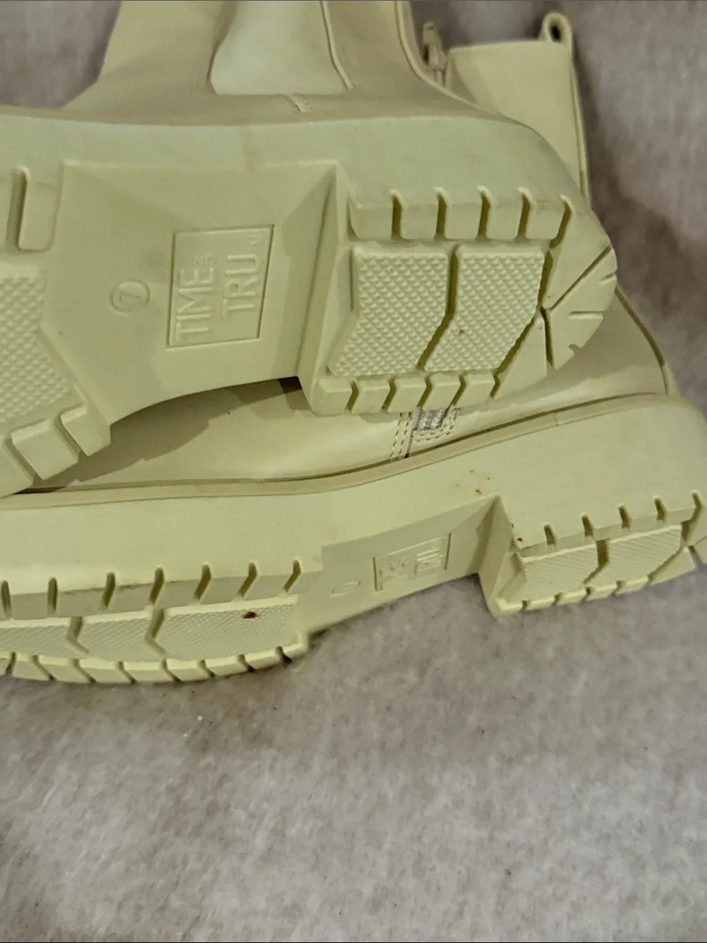 Time and Tru Cream Chelsea Lug Boots